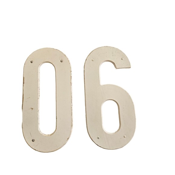 Vintage Billboard Numbers White 6 And 0 Wood Composite 17" - Picture 2 of 6